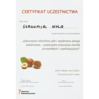 Sławomir Kula - Dietetyk Poznań - Certyfikat Warsztaty Zaburzona Mikroflora Jelit