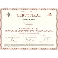 Sławomir Kula - Dietetyk Poznań - Certyfikat Konferencja IV Spotkanie Po EASD